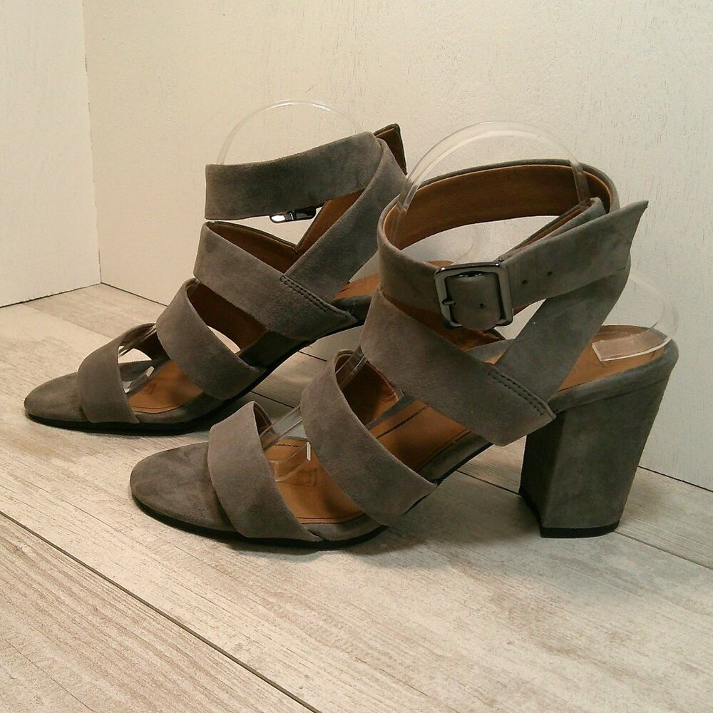 Vionic Blaire Gray Suede Strappy Block Heel Sandals Size 11 - Picture 6 of 12